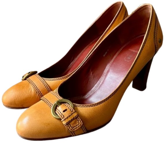 Coach Havanah Stacked Heel Buckled Pumps - Antique Gold - 10B - Picture 3 of 11